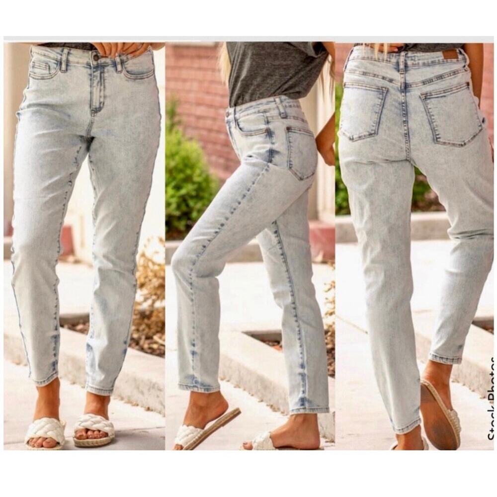 Judy Blue Jeans Women 18W Blue Denim Ultra‎ Acid Wash Slim Fit High Waist NWT